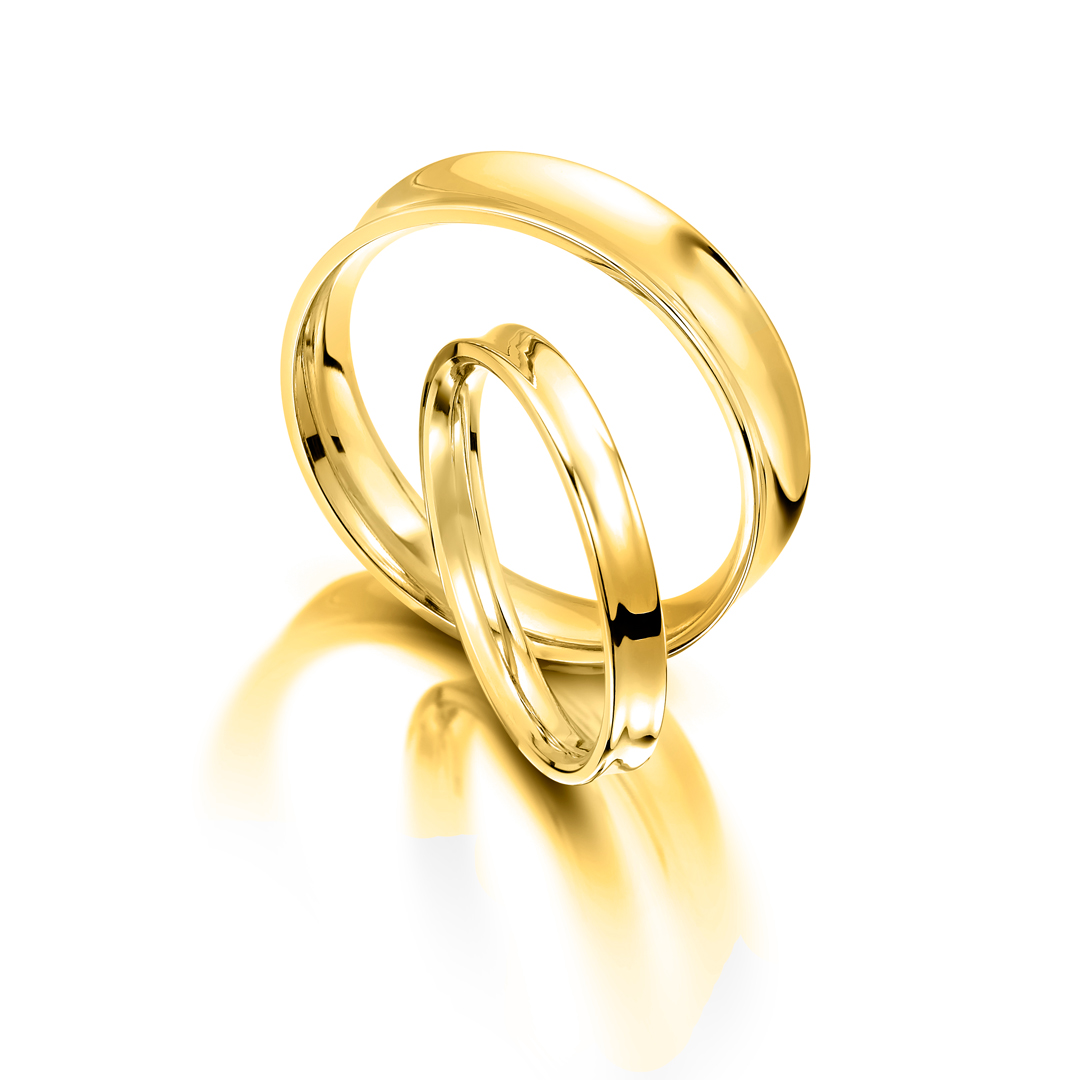 Concave Court Yellow Gold Wedding Bands