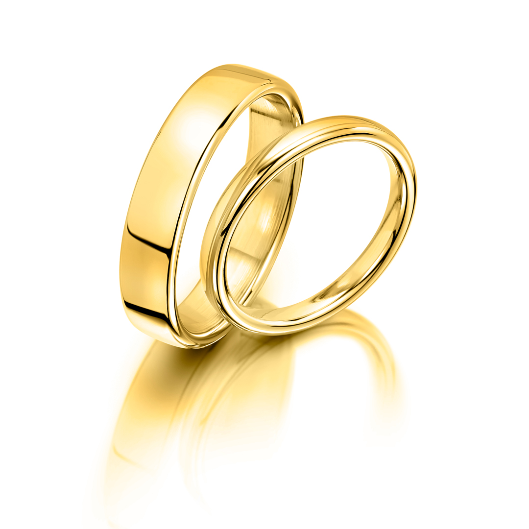 Modern Court Yellow Gold Wedding Bands